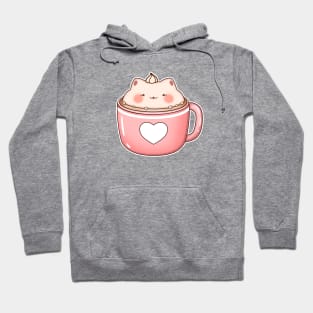 Kawaii cat in cup of coffee Hoodie